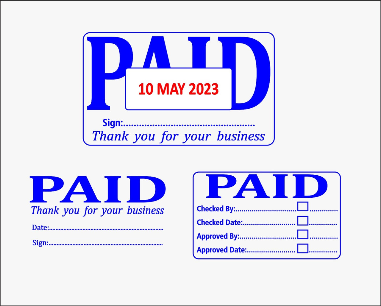 Heavy duty Paid stamps sample design