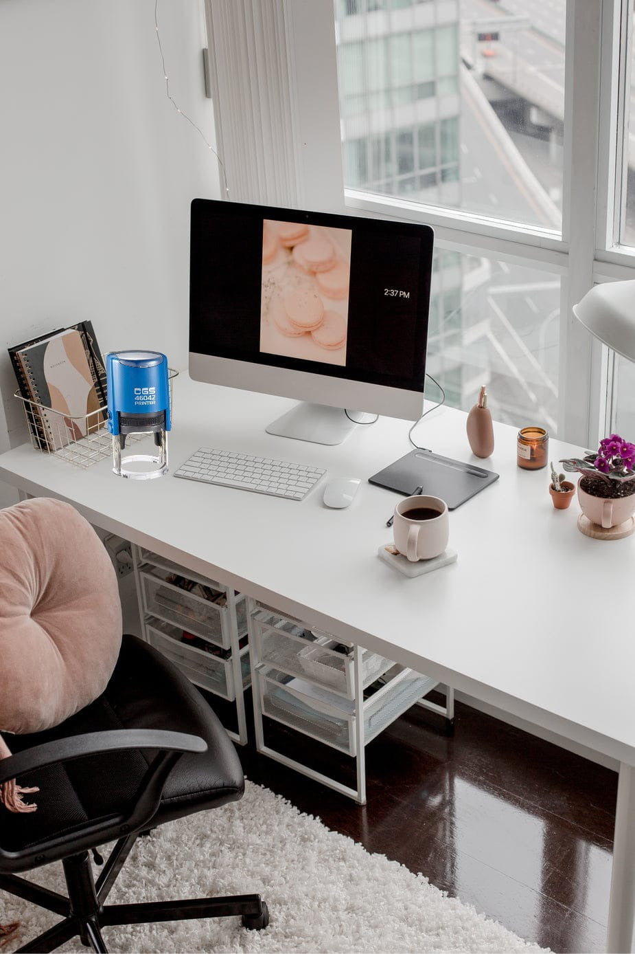 Round Stamp on office desk