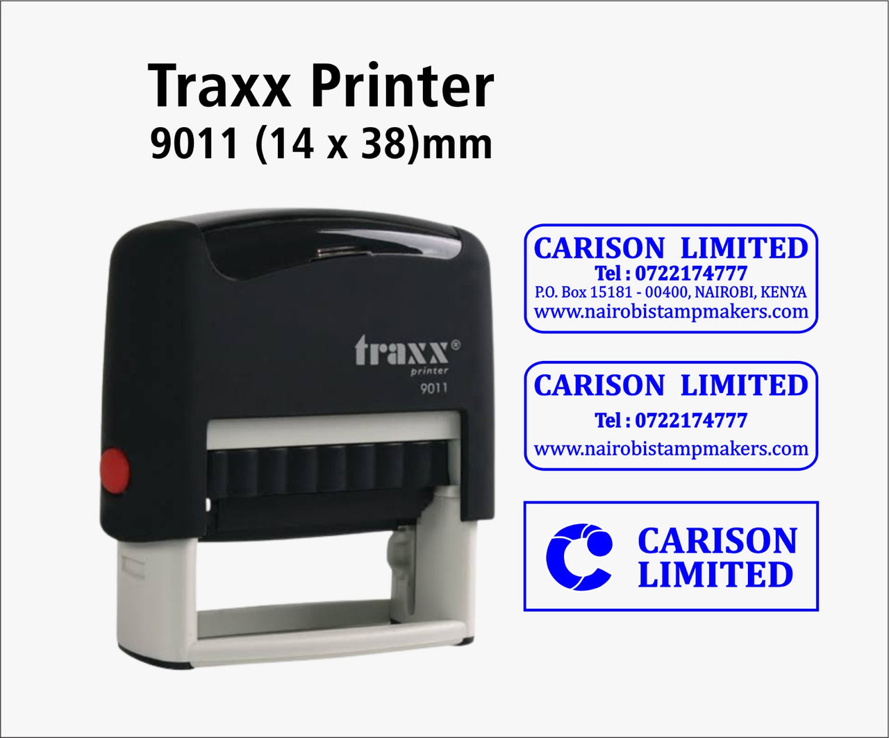 AccuMark Pro: Der Traxx-Drucker, 38 x 14 mm, selbstfärbender Stempel